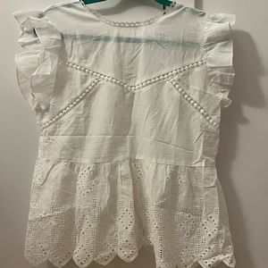 White Lace Insert Split Back Tank Top